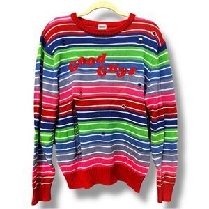 Chucky “Good Guys” Halloween Costume Striped Knit Sweater. Size Large